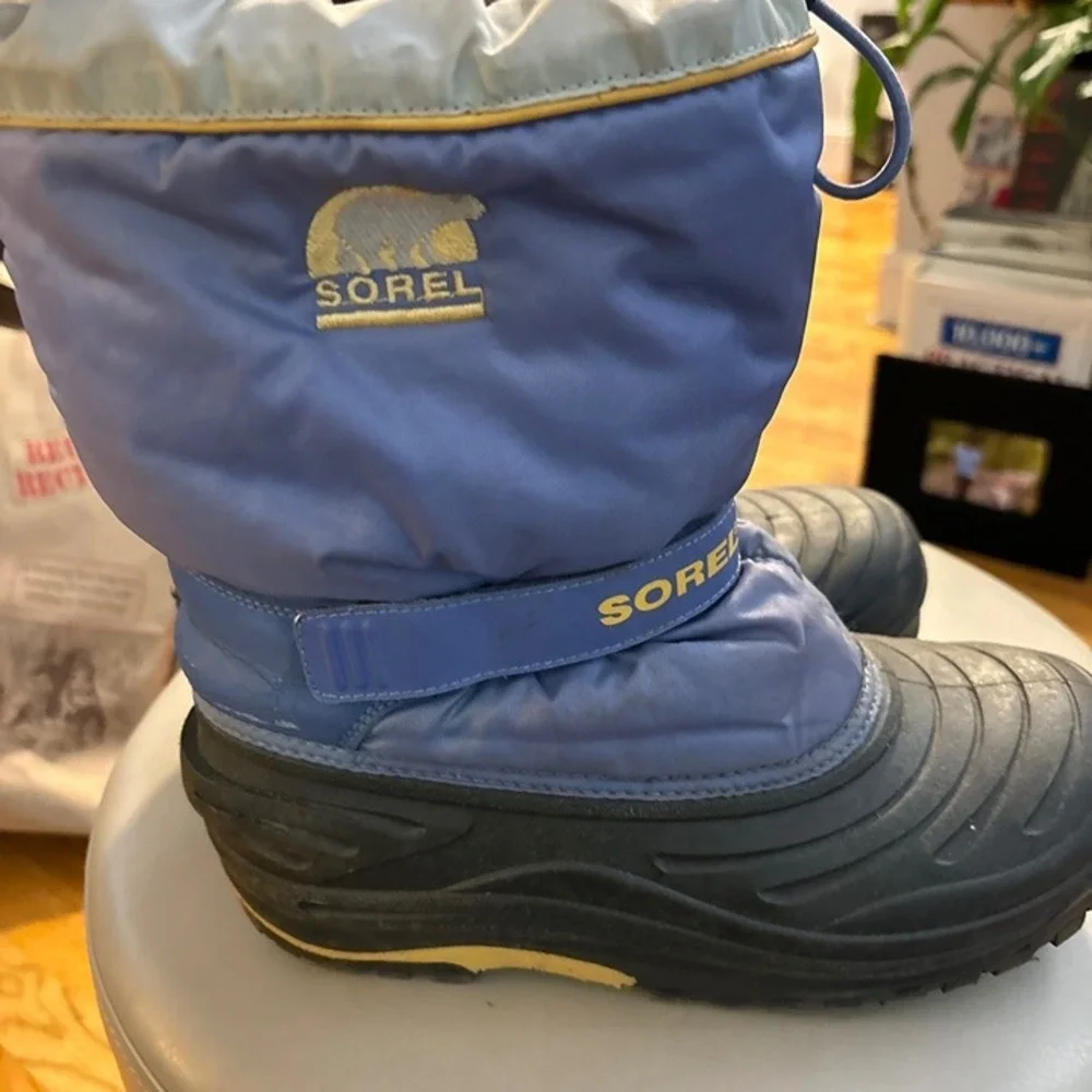 Sorel Snow Trooper Boots Kids Size 5 Blue Black NY1615-548 Good Insulated Winter